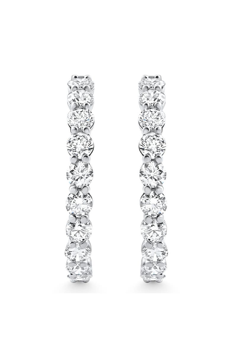 Bliss Diamond 7Ct TW Round Diamond Inside Outside Hoops Vault Lock 14k Gold Lab Grown, Alternate, color, 14K White Gold