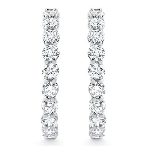 Bliss Diamond 7ct Tw Round Diamond Inside Outside Hoops Vault Lock 14k Gold Lab Grown In Silver