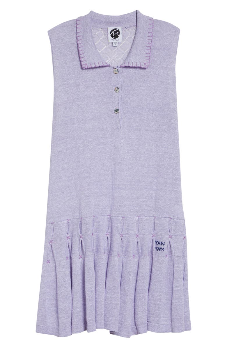 YanYan Snowflake Pointelle Linen & Cotton Polo Sweater Dress, Alternate, color, Lilac
