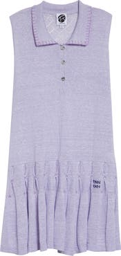 YanYan Snowflake Pointelle Linen & Cotton Polo Sweater Dress