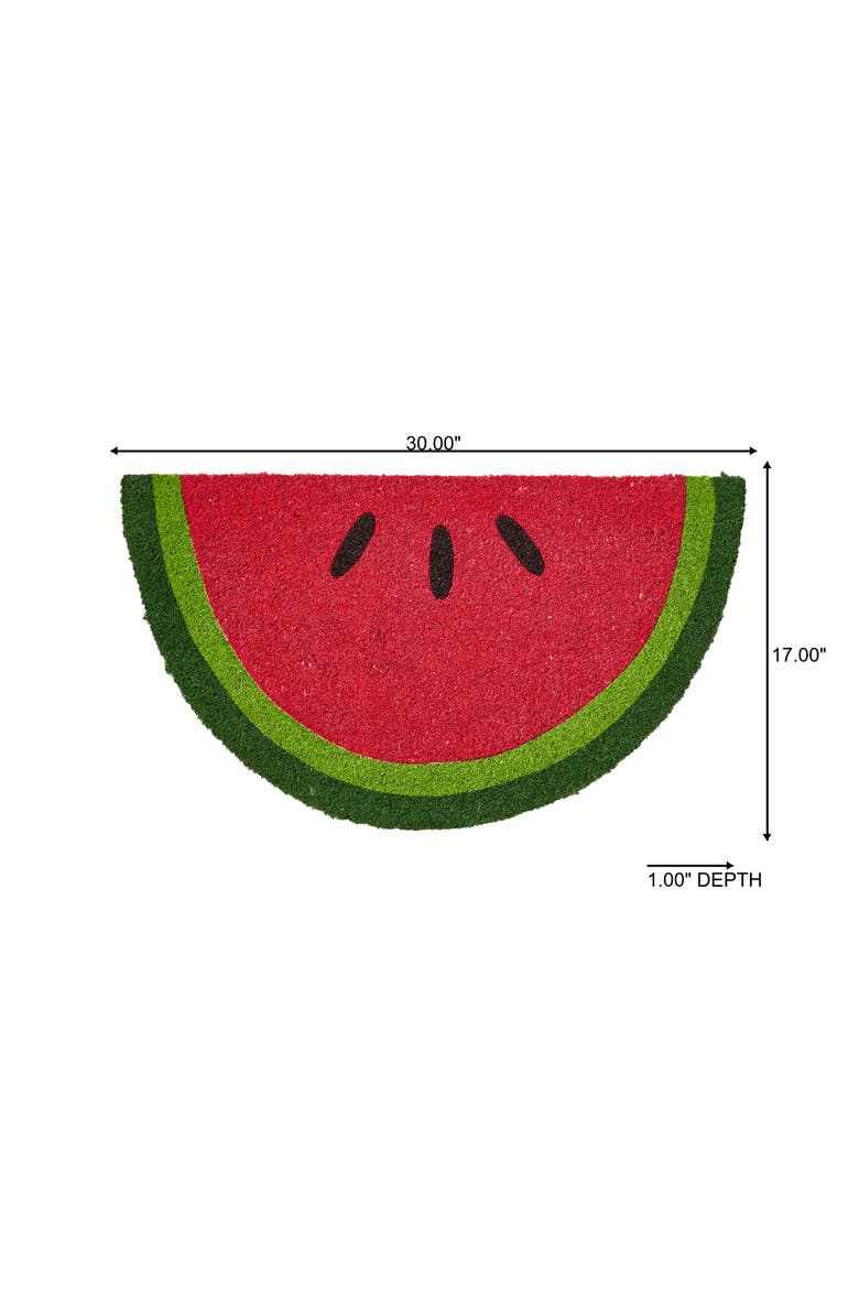Watermelon Slice Non-Slip Coir Door Mat Fun Outdoor Decor, Alternate, color, Red