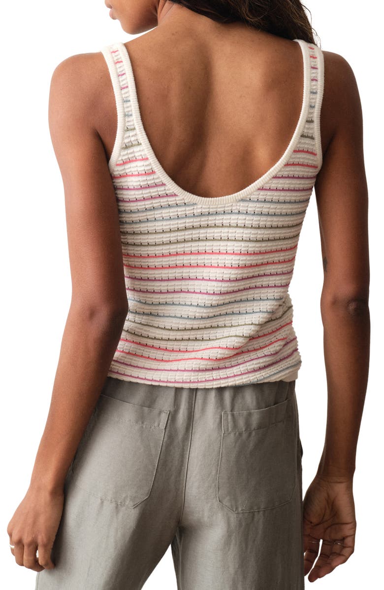 Marine Layer Siena Stripe Cotton Pointelle Sweater Tank, Alternate, color, Stripe Multi