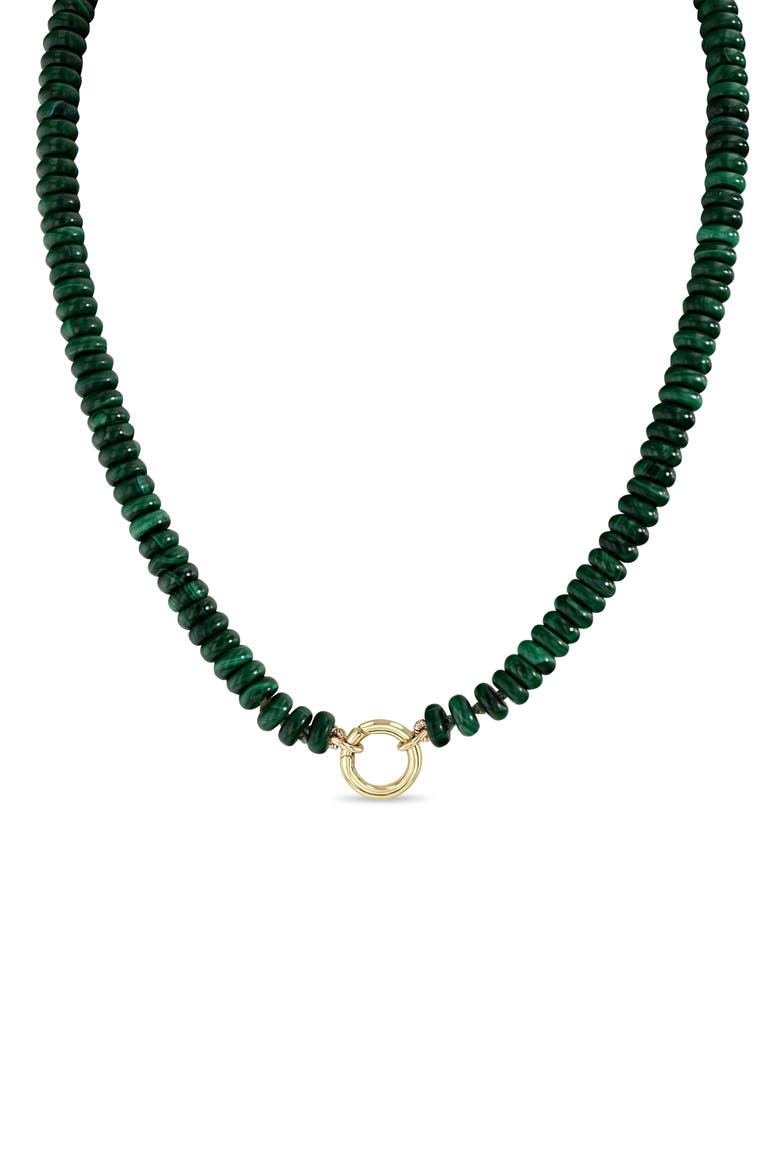 Beaded Malachite Pendant Necklace, Main, color, 14K YELLOW GOLD