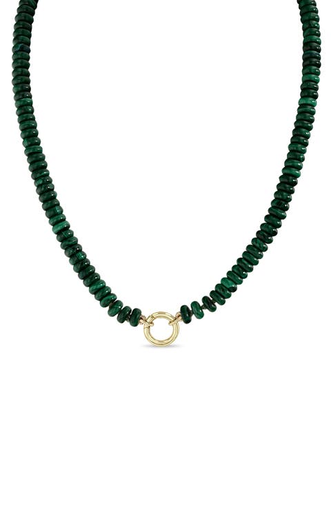 Beaded Malachite Pendant Necklace