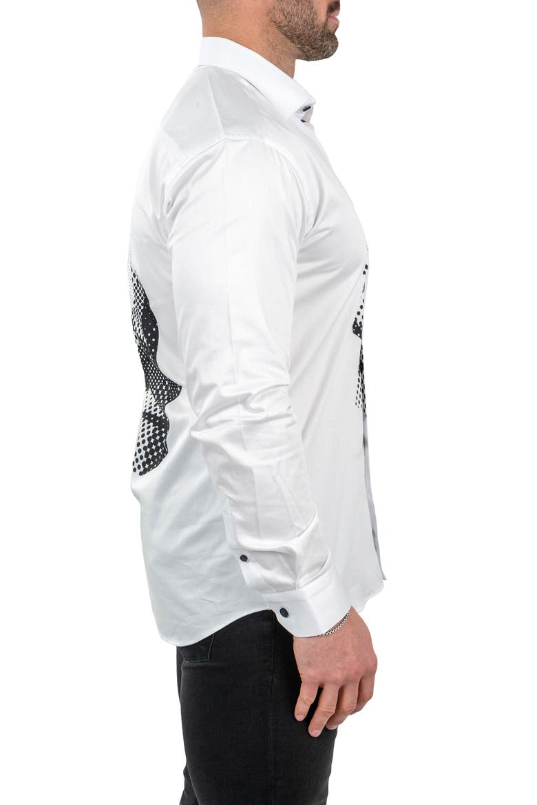 Fibonacci Skullpoints Contemporary Fit Button-Up Shirt, Alternate, color, WHITE