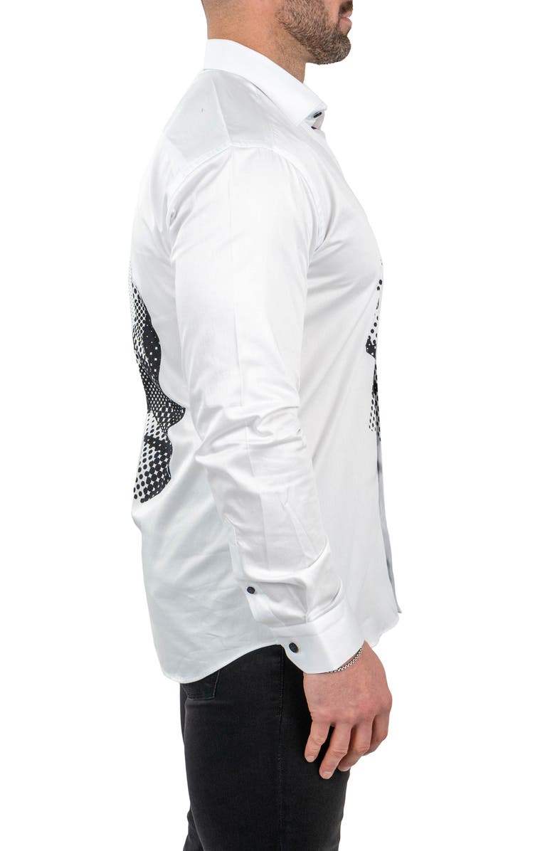 Maceoo Fibonacci Skullpoints Contemporary Fit Button-Up Shirt, Alternate, color, White