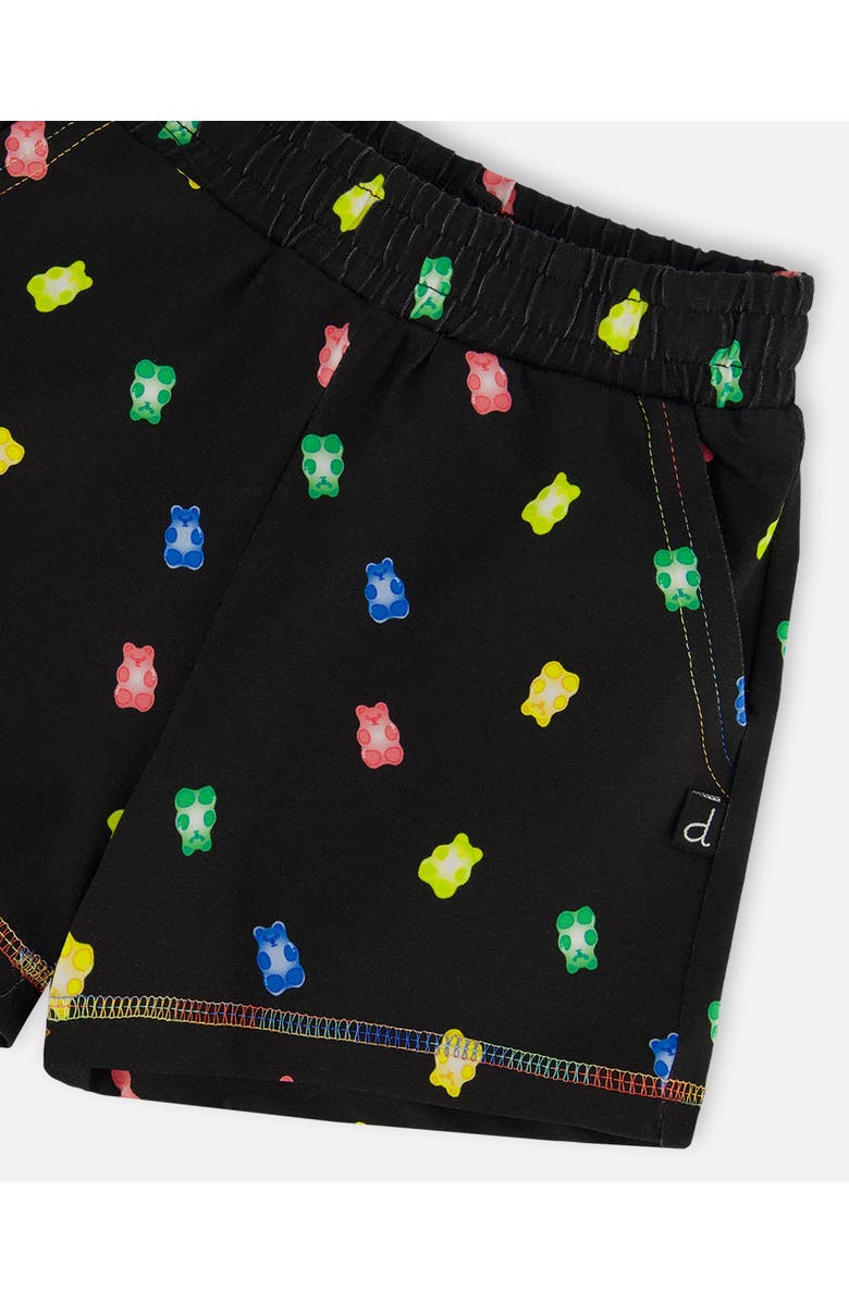 Deux par Deux Little Girl's Printed Short Black And Multicolored Gummies, Alternate, color, 