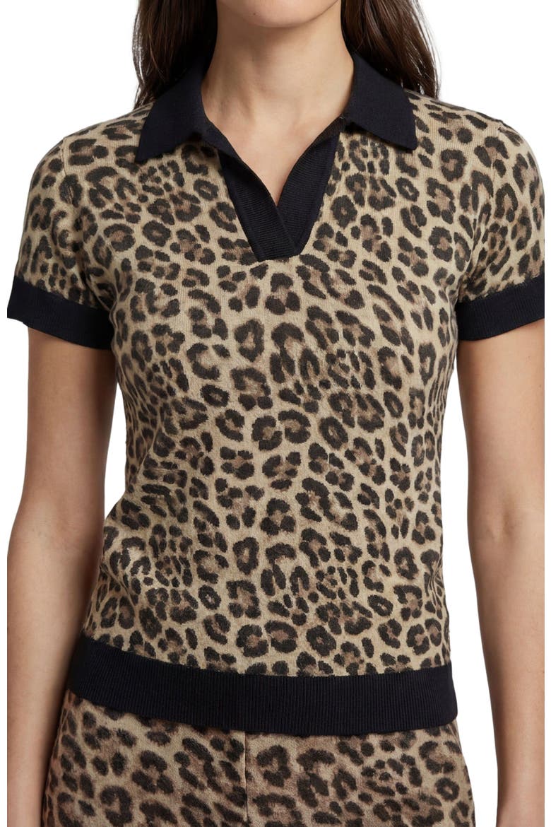 Leopard Womens Merino Silk Cashmere Polo, Alternate, color, LEOPARD BROWN
