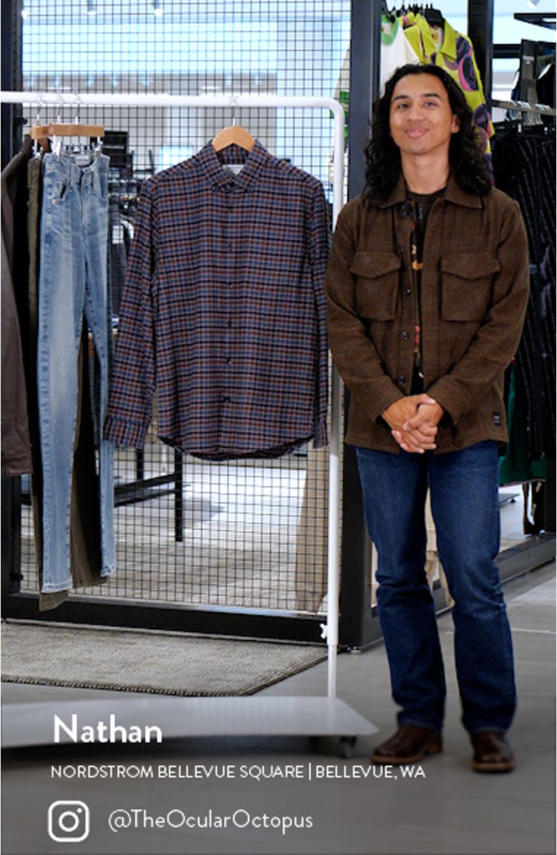 Trim Fit Plaid Flannel Button-Down Shirt, sales video thumbnail