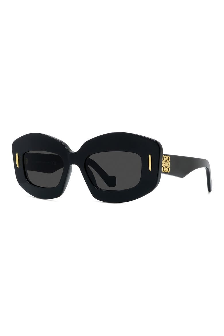 Silver Screen 49mm Rectangular Sunglasses, Alternate, color, BLACK