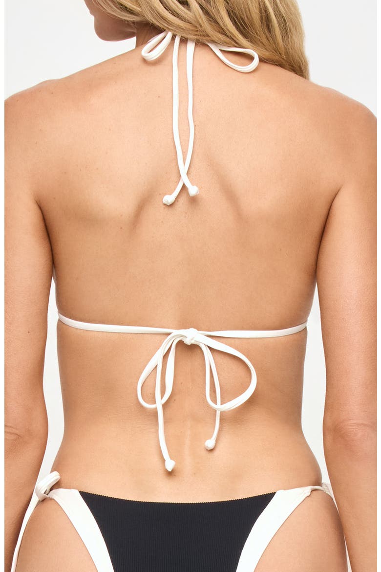 Daria Rib & Jersey Triangle Bikini Top, Alternate, color, BLACK/ CREAM