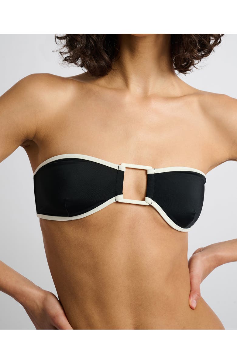 Onia Palermo Tricot Bikini Top, Alternate, color, Black/Egret