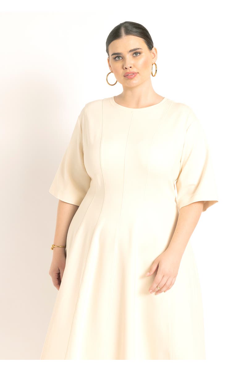 ELOQUII Seam Detail Ponte Work Dress, Alternate, color, White Smoke