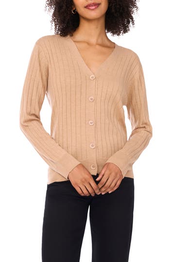 Ted Baker Rib Cardigan In Neutral