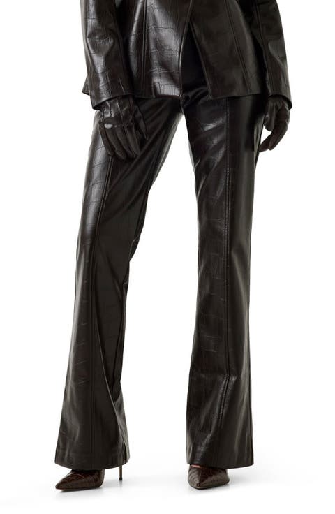 Alessandria Croc Embossed Faux Leather Bootcut Pants