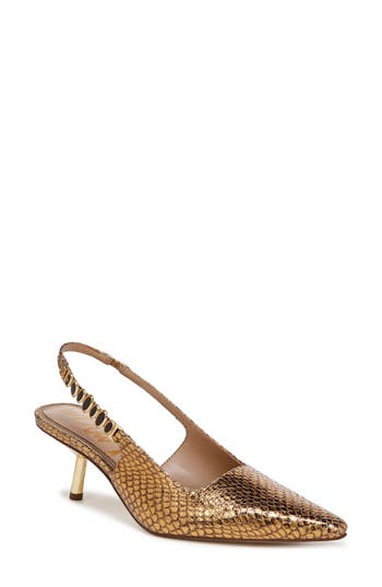 Sam Edelman Baker Slingback Pump Medallion Gold Snake In Gold