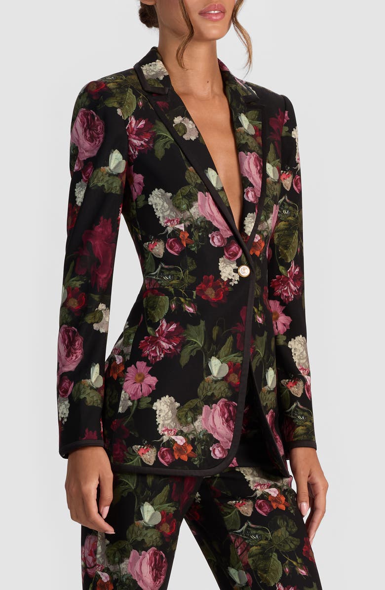 Alice + Olivia Breann Floral Fitted Blazer, Alternate, color, Be Still