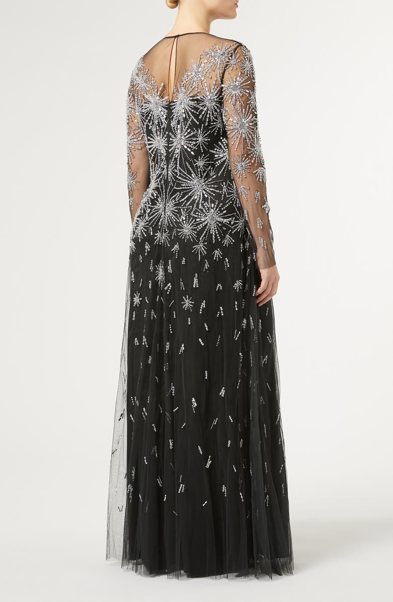 Marina Rinaldi Polka Embroidered Tulle Long Sleeve Gown, Alternate, color, 