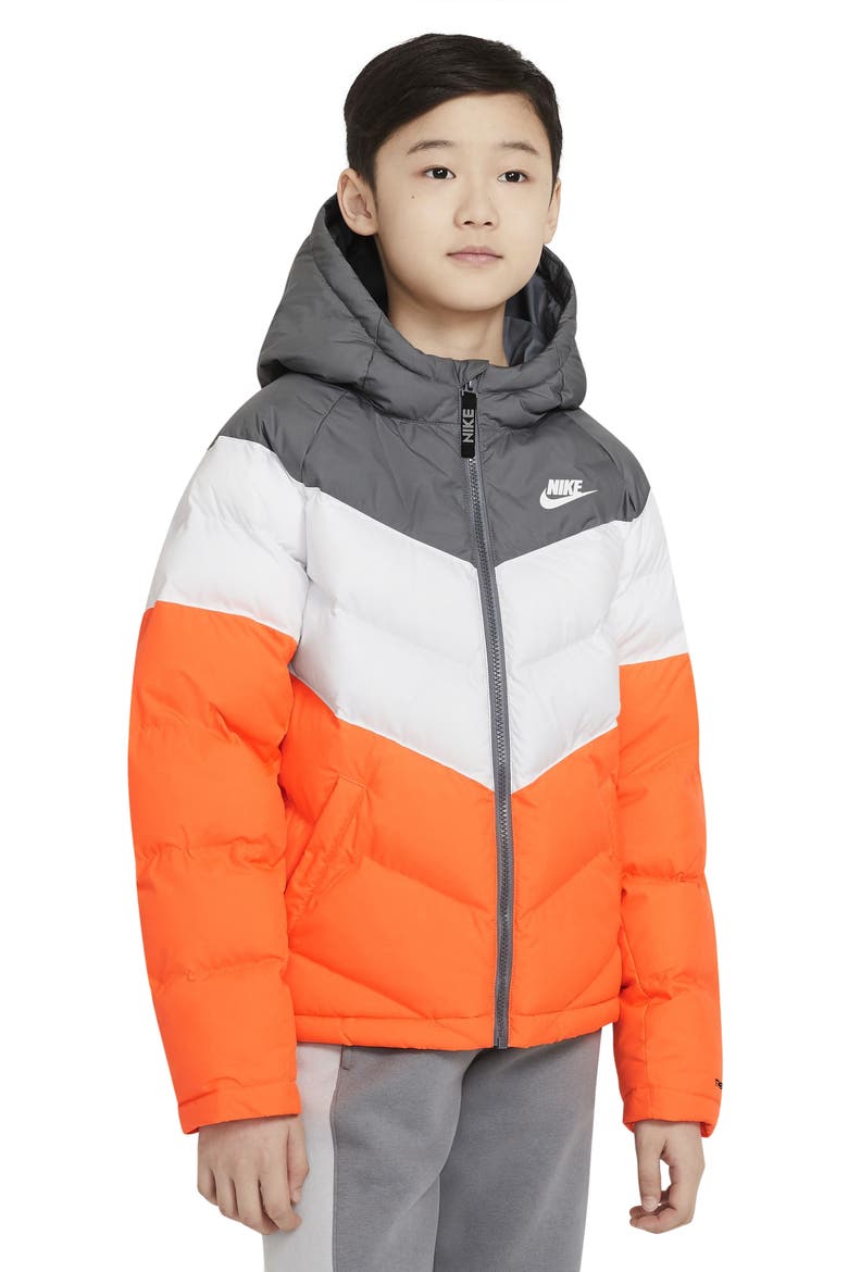 Filled Jacket, Main, color, SMOKE GREY/ ORANGE/ WHITE