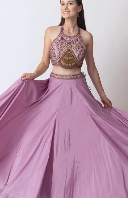 Raas Kiya Lehenga With Hand Embroidered Blouse In Pink