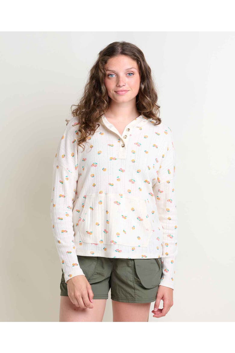 Foothill Pointelle Long Sleeve Hoodie, Alternate, color, Salt Nasturtium Print