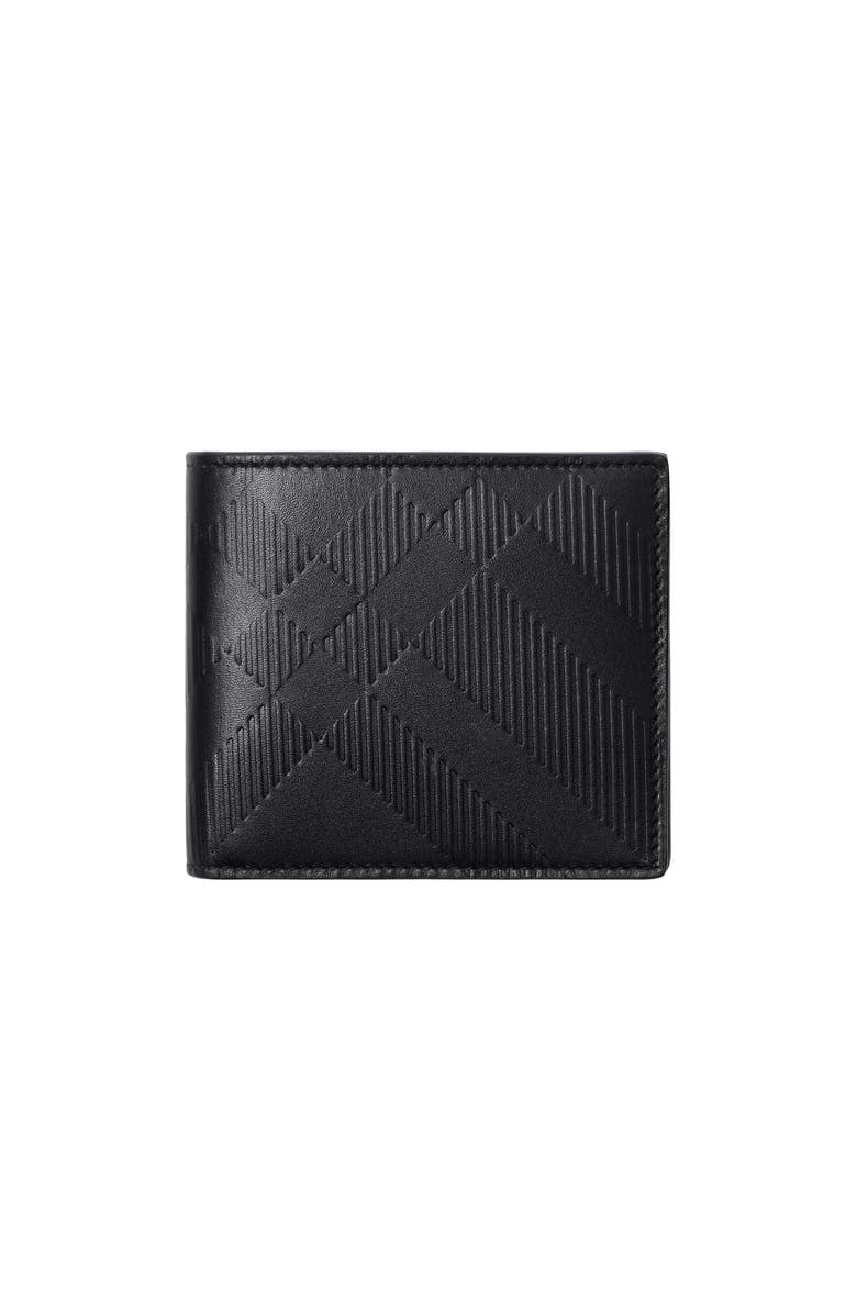 Burberry Embossed Check Bifold Wallet, Main, color, Black