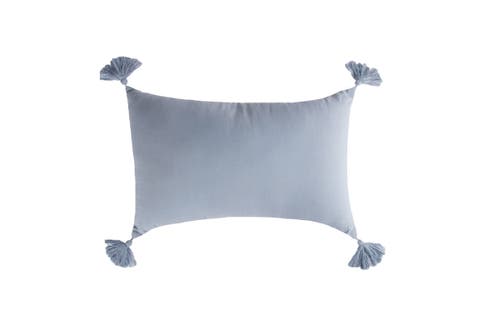 Carol & Frank Bree Vertical Stripe Tasseled Cotton Accent Pillow In White