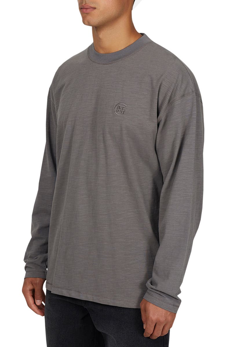 Good For Nothing Emblem Tonal Relaxed Slub Long sleeve T-shirt, Alternate, color, Grey