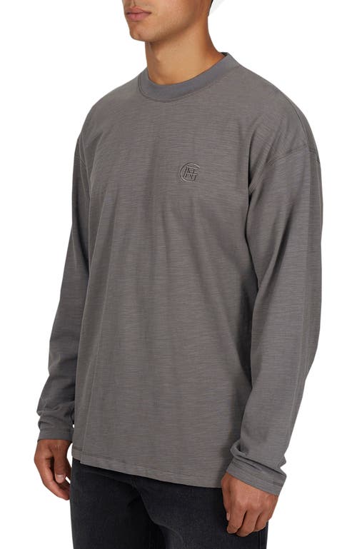 Good For Nothing Emblem Tonal Relaxed Slub Long Sleeve T-shirt In Gray
