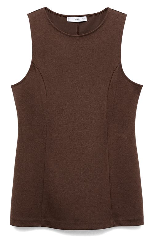 Mango Back Button Crop Top In Brown