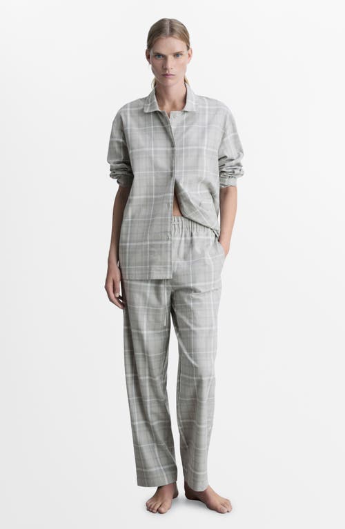 Shop Mango Drawstring Cotton Flannel Lounge Pants In Grey