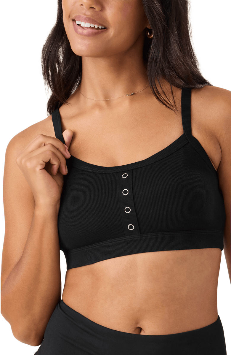 Kindred Bravely Busty Ribbed Pumping Bralette, Main, color, Black