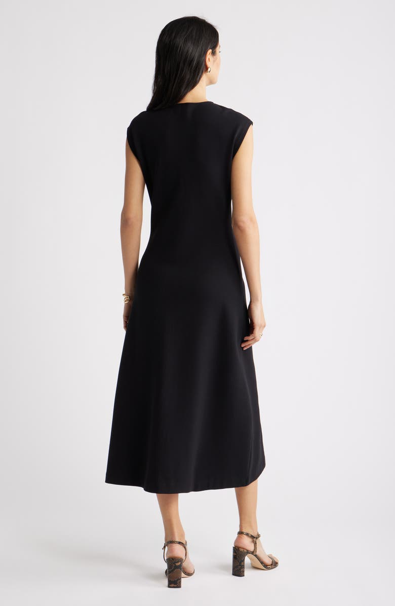 Nordstrom Twist Front Cap Sleeve Midi Dress, Alternate, color, Black