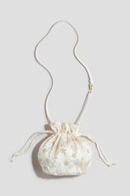 H&M Embroidered Drawstring Bag