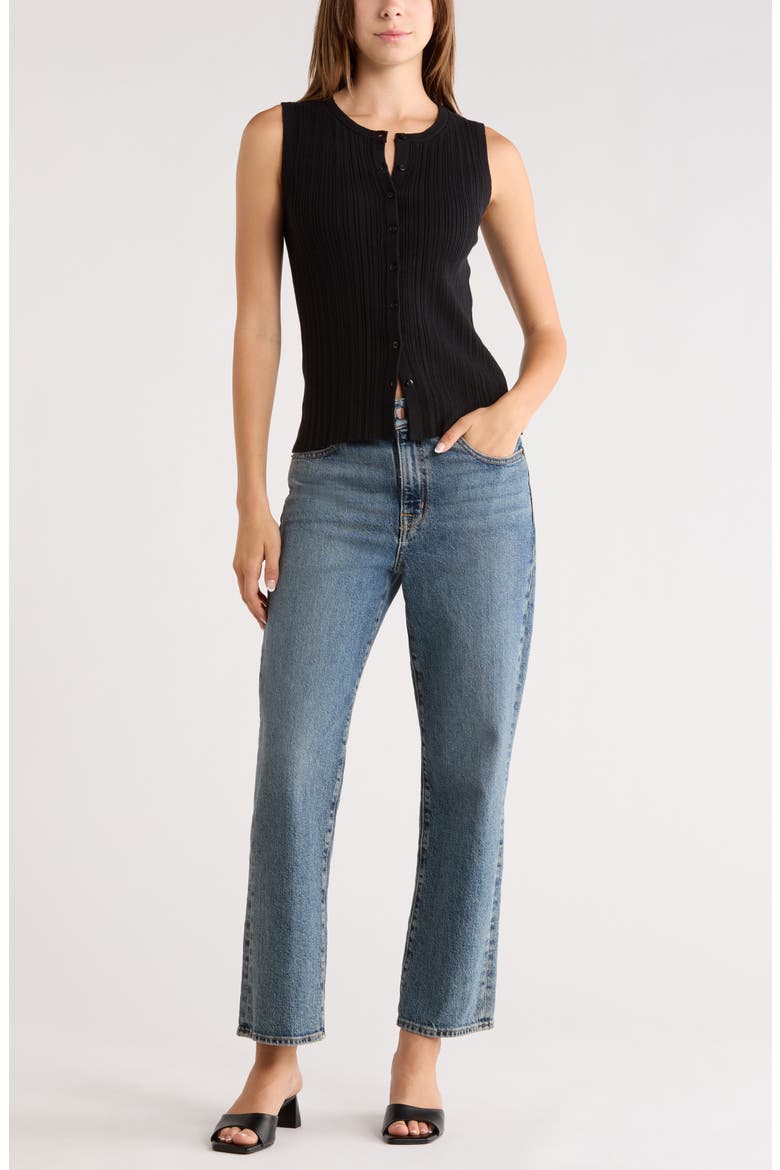 Variegated Rib Sweater Tank, Main, color, BLACK