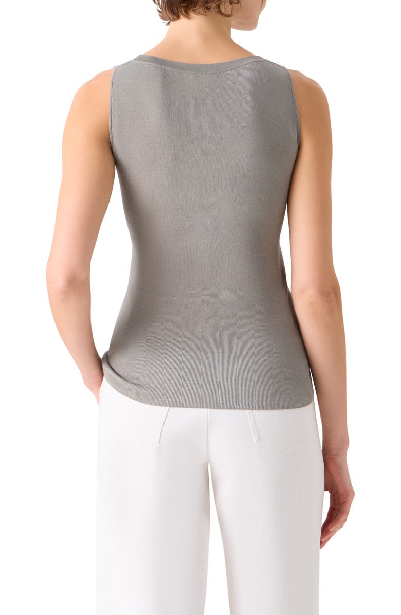Akris Two-Tone Mesh Front Silk Sweater Tank, Alternate, color, Taupe White
