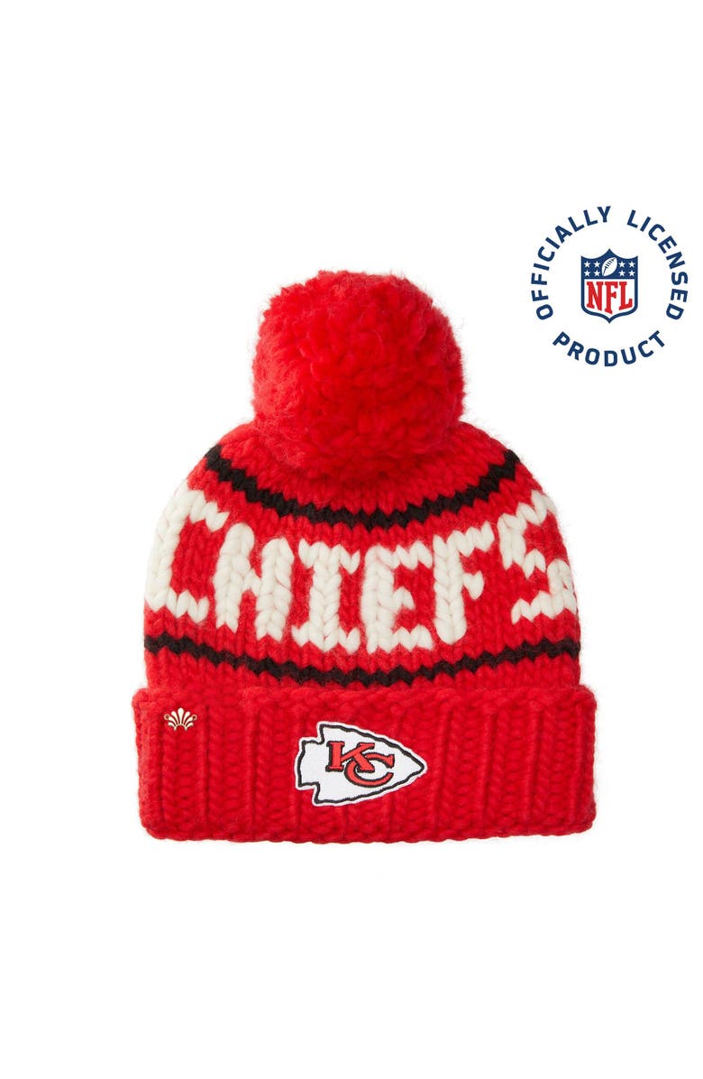 Lele Sadoughi Red Chiefs Beanie With Yarn Pom Pom, Main, color, Red 600
