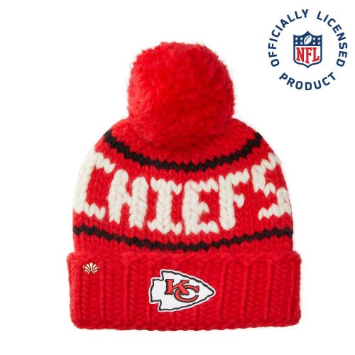 Lele Sadoughi Red Chiefs Beanie With Yarn Pom Pom In Red