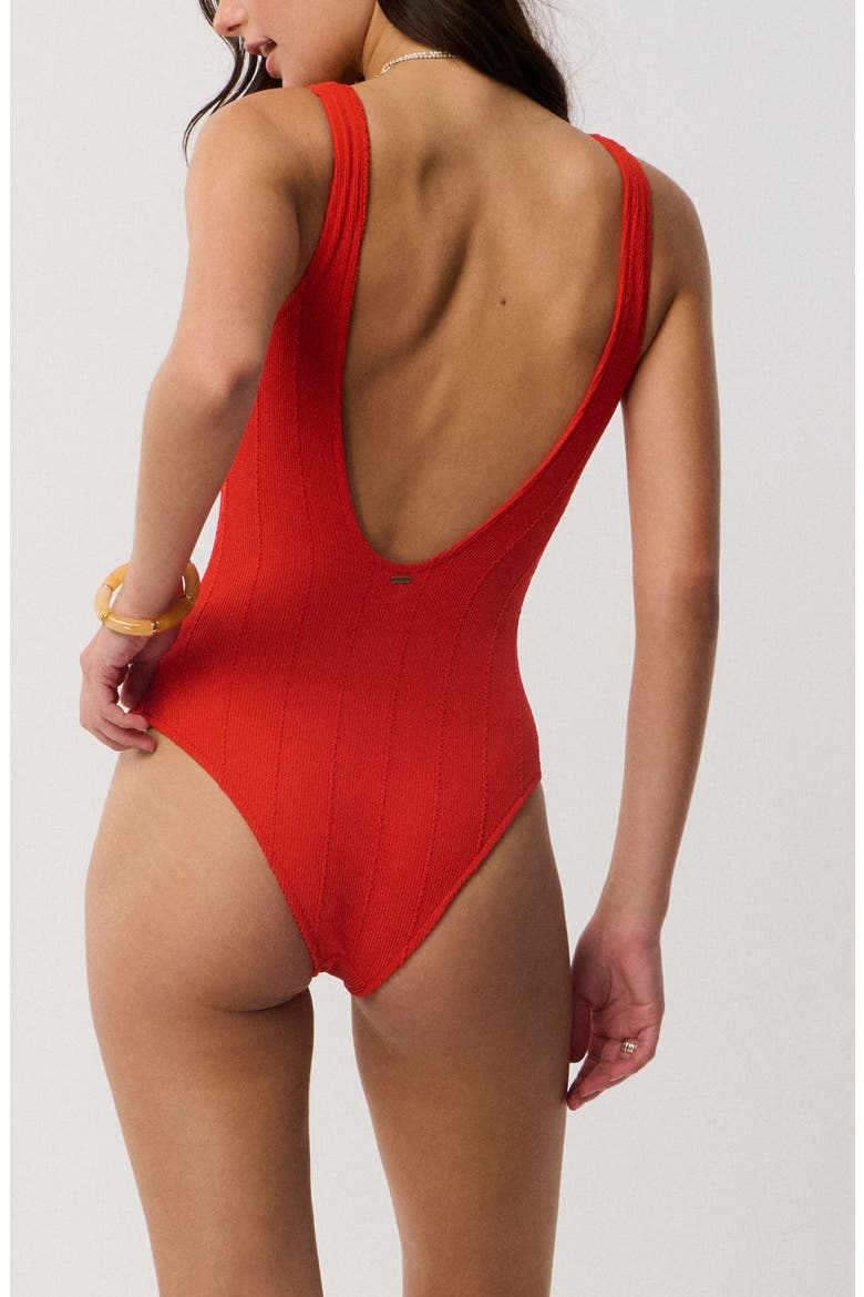 Vibe Surf Cheeky One-Piece Swimsuit, Alternate, color, RED