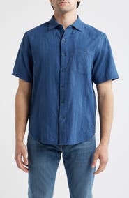 Tommy Bahama Breeze Island Short Sleeve Cotton Jacquard Button-Up Shirt