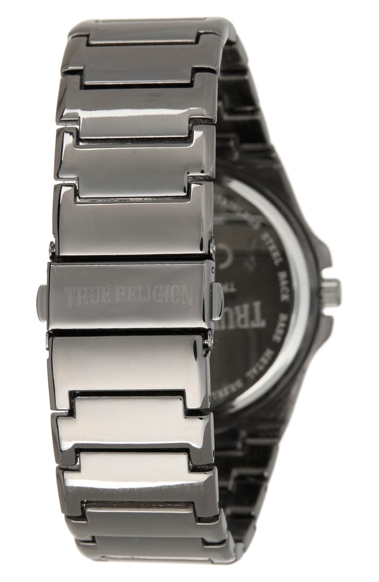 True Religion Buddha Moon Bracelet Watch, 43mm, Alternate, color, Navy/ Gunmetal