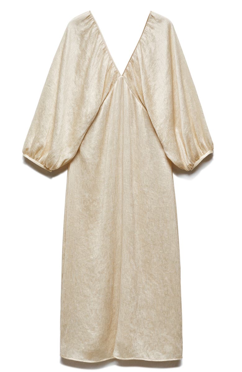 MANGO Deep V-Neck Satin Midi Dress, Alternate, color, 