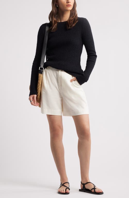 Nordstrom Textured Slim Crewneck Sweater In Black