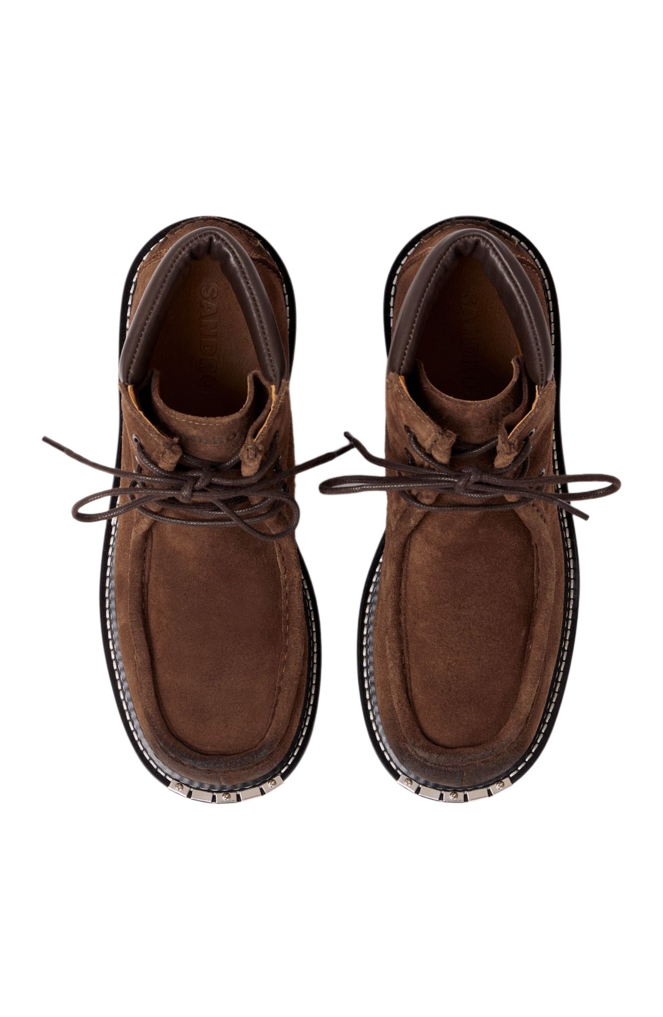 SANDRO Leather boots, Alternate, color, Brown