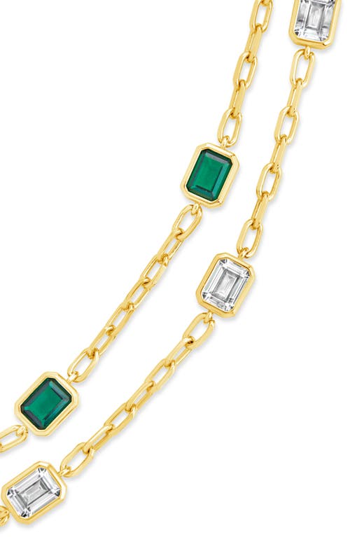 Sterling Forever Lennox Set Of 2 Cubic Zirconia Station Chain Bracelets In Gold