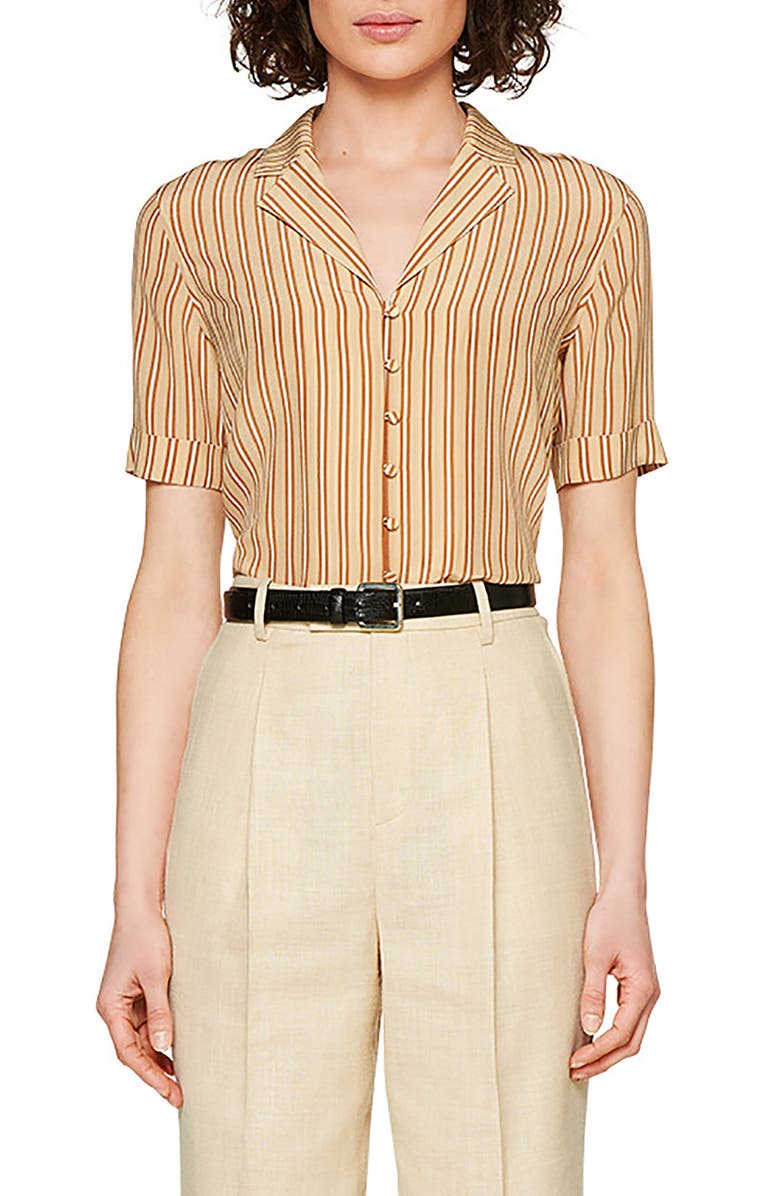 SUISTUDIO Fanny Short Sleeve Silk Blouse, Main, color, 