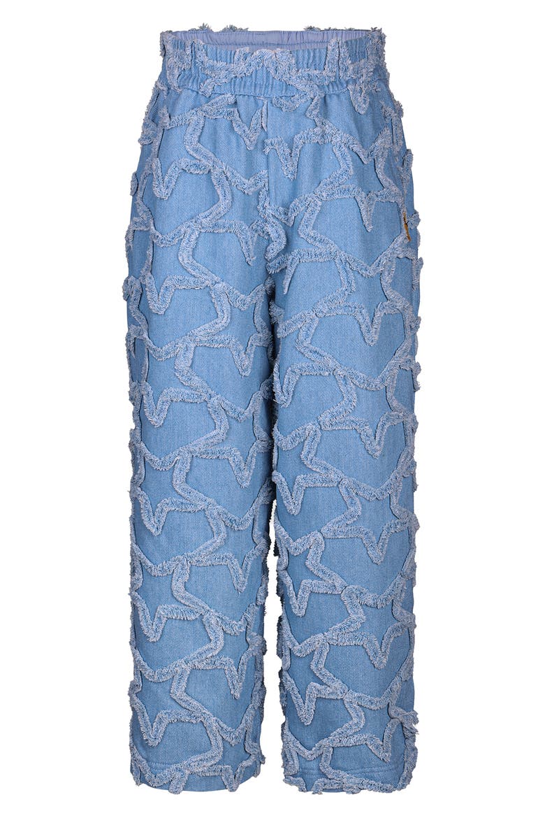 Kids' Everyday Frayed Star Straight Leg Jeans, Main, color, LIGHT DENIM