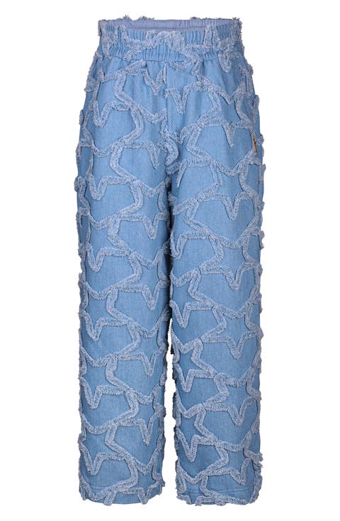 Kids' Everyday Frayed Star Straight Leg Jeans