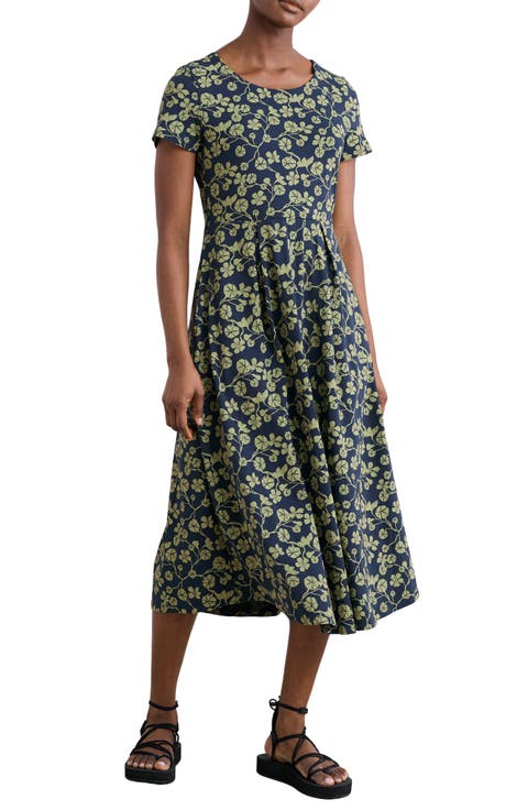 Veronica Print Stretch Organic Cotton Midi Dress
