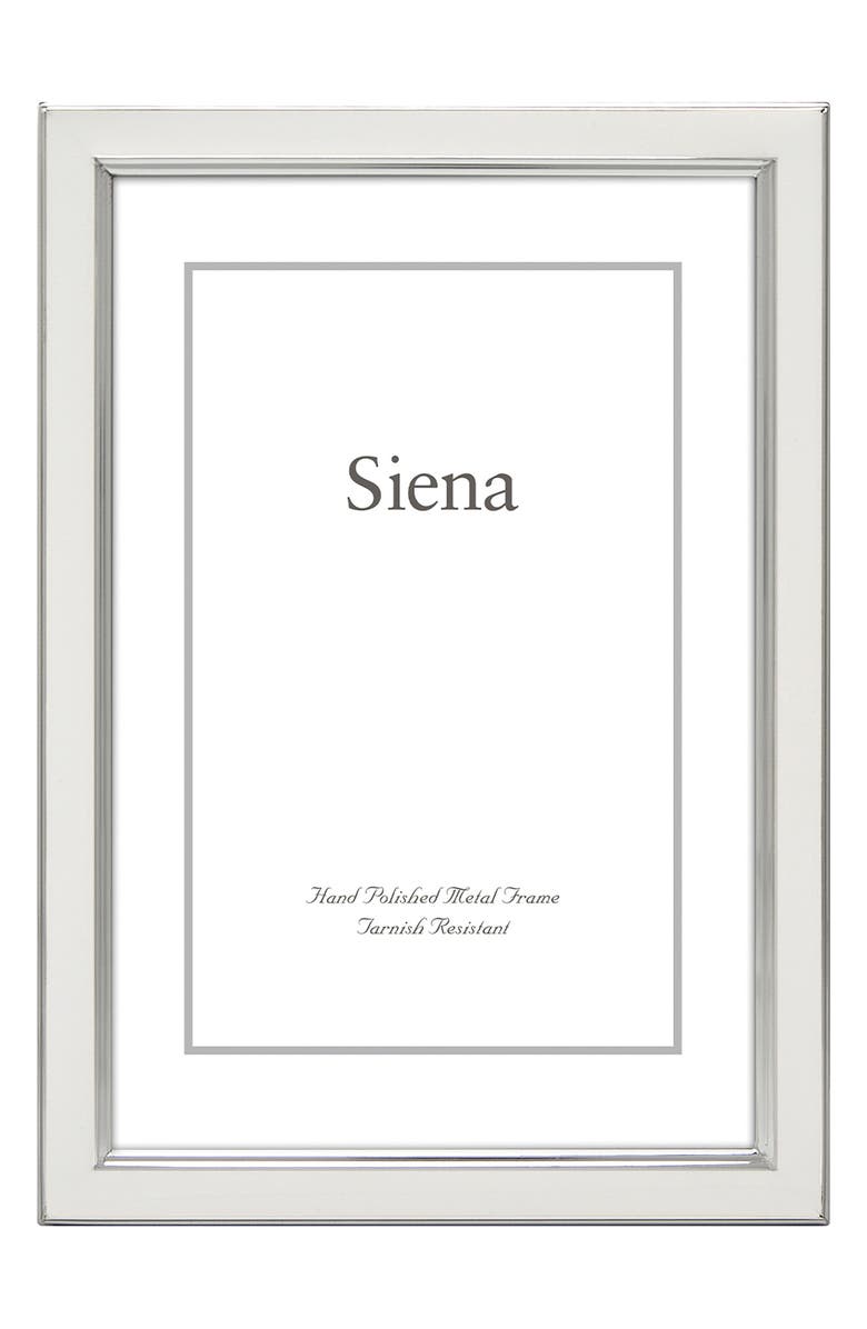Siena Enamel & Silvertone 5 x 7-Inch Picture Frame, Main, color, White/ Silver